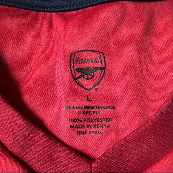 Arsenal AFC Soccer Jersey Size Large (42-44) V Neck - Picture 5 of 6
